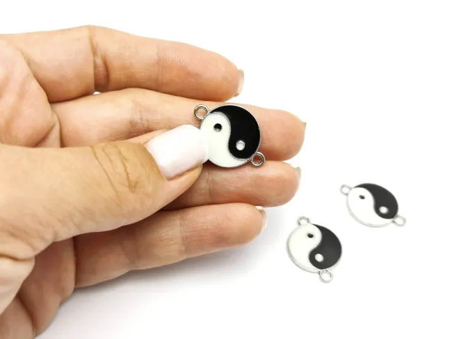 Link argintiu yin yang 24x17mm