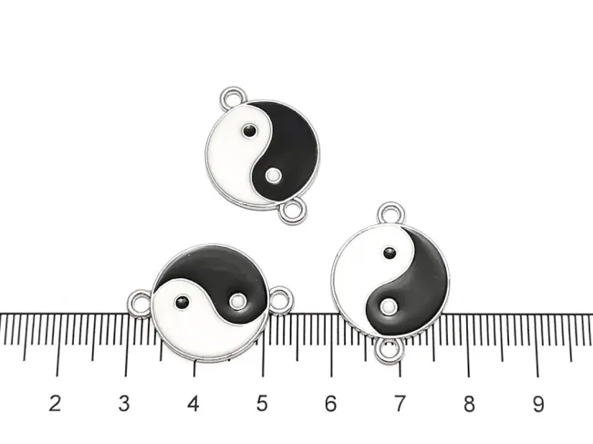Link argintiu yin yang 24x17mm