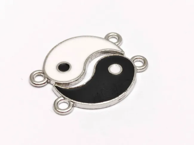 Link argintiu set yin yang 22x10mm