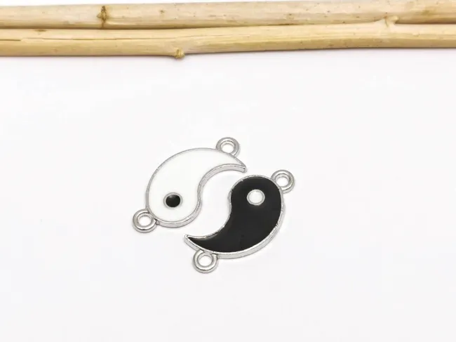 Link argintiu set yin yang 22x10mm