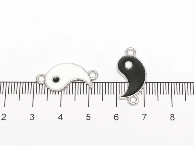 Link argintiu set yin yang 22x10mm