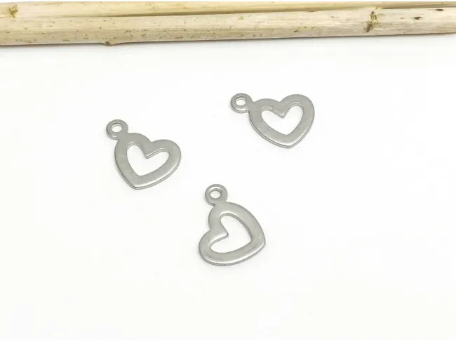 Charm otel inoxidabil 201 inima 14x11mm