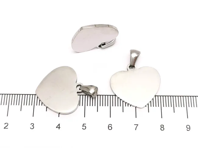 Charm otel inoxidabil 304 inima 20x19x1.5mm