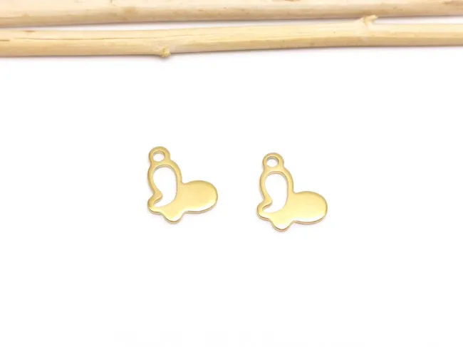 Pandantiv charm fluture otel inoxidabil 304 placat IP auriu 14x10x1mm