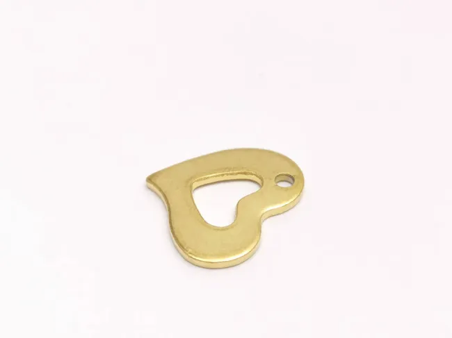 Pandantiv charm inima otel inoxidabil 304 placat IP auriu 15x13x1mm