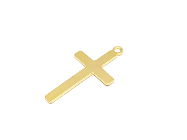 Pandantiv charm cruce otel inoxidabil 304 auriu  23x12x0.7mm