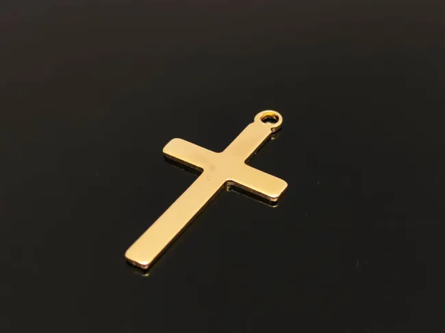 Pandantiv charm cruce otel inoxidabil 304 auriu  23x12x0.7mm