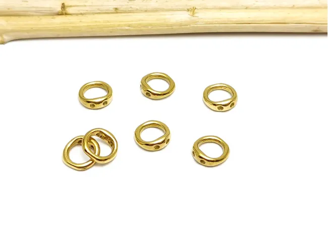 Zale sudate cu doua orificii pentru terminatie bijuterii otel inoxidabil 304 placat IP auriu 6x1mm (1buc)