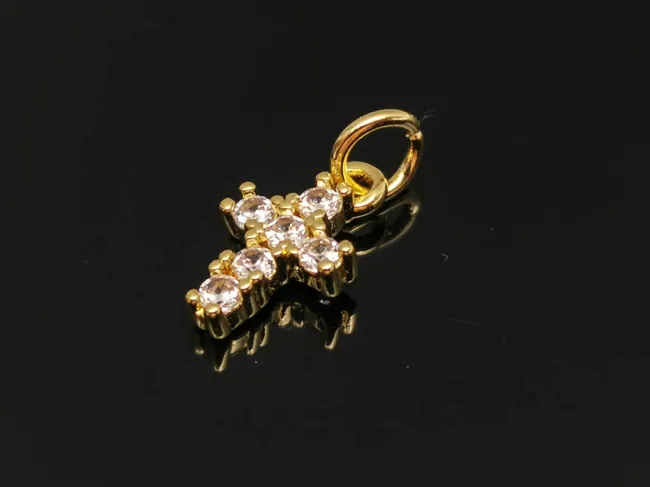 Charm cruce din cubic zirconia auriu 12x7mm transparent