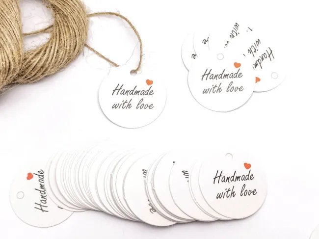 Etichete hartie handmade cu snur 30x0.4mm (100buc)