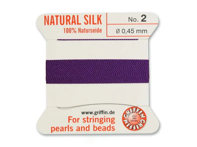 Fir matase naturala pentru insirat perle si margele nr 2 - 0.45mm amethyst (2metri)
