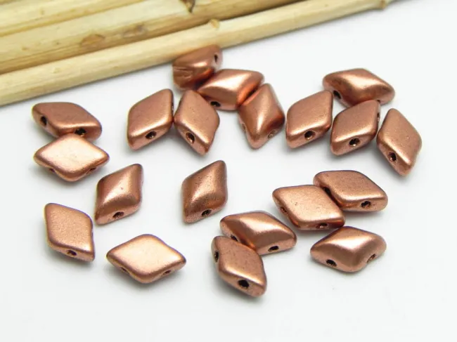 Margele Cehia Gemduo 8x5mm matte metallic bronze cooper (20buc)