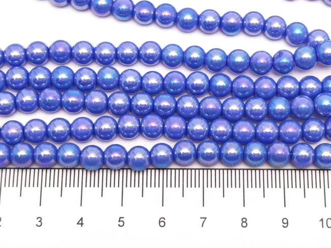 Margele sticla 6mm albastru perlat (sirag)