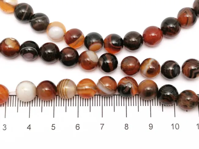Sirag agate striped sfere 8mm maroniu