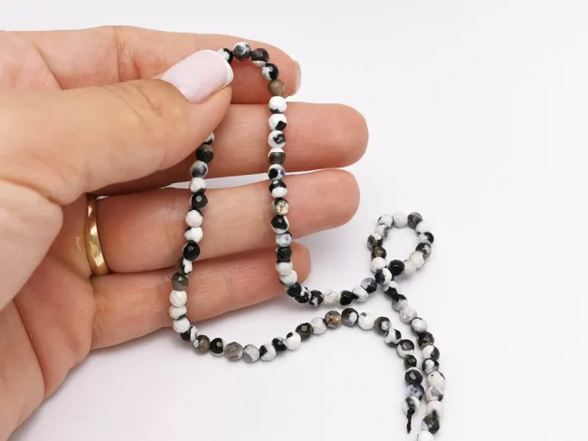 Sirag agate fatetat 4mm negru alb
