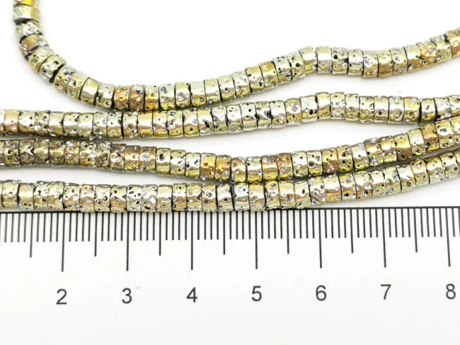 Sirag lava electroplacata rondel 4x3mm iris auriu