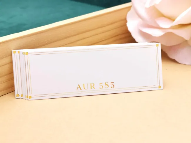 Cartonas suport bijuterii Aur 585 - 8.6x3cm (50buc)