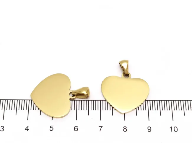 Charm otel inoxidabil 304 auriu placat IP inima 20x18x1.5mm