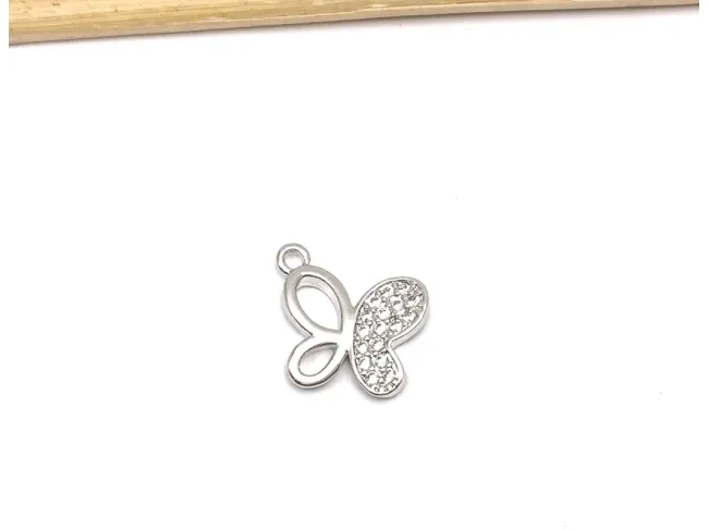 Charm fluture din cubic zirconia argintiu 13x11mm