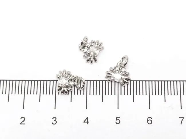 Charm crab din cubic zirconia argintiu 8x7.5mm