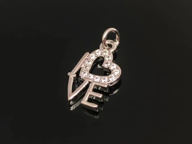 Charm love din cubic zirconia argintiu 15x10mm
