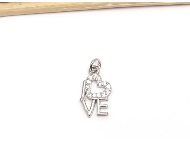 Charm love din cubic zirconia argintiu 15x10mm