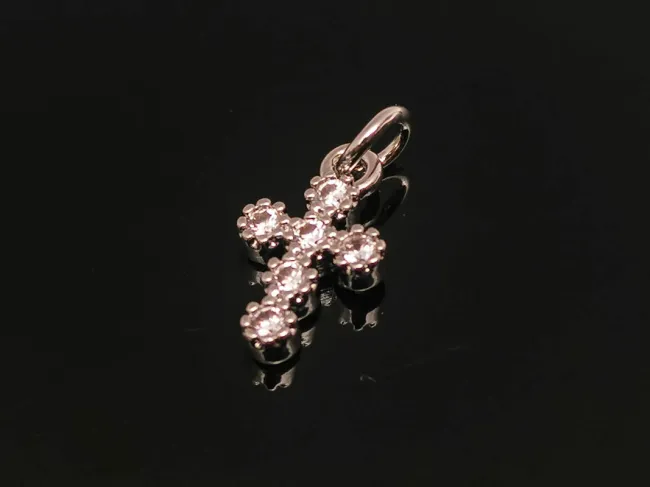 Charm cruce din cubic zirconia argintiu 11x7mm