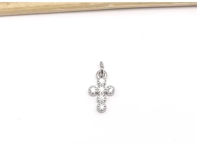 Charm cruce din cubic zirconia argintiu 11x7mm