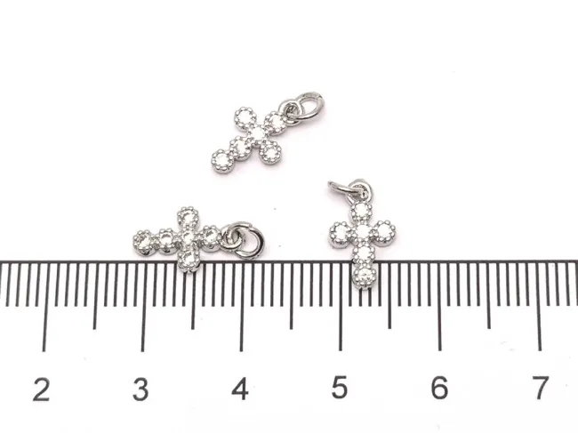 Charm cruce din cubic zirconia argintiu 11x7mm