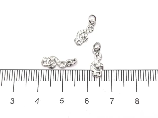 Charm cheia sol din cubic zirconia argintiu 13x5mm