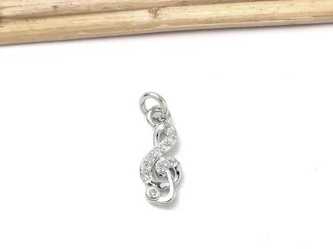 Charm cheia sol din cubic zirconia argintiu 13x5mm