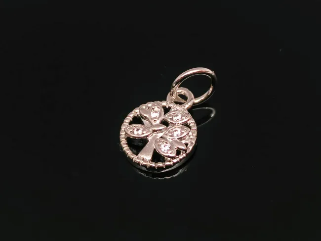 Charm copacul vietii din cubic zirconia argintiu 10x8mm