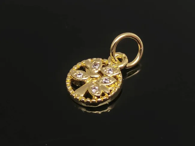 Charm copacul vietii din cubic zirconia auriu 10x8mm