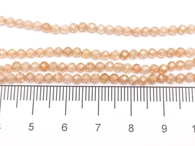 Sirag Cubic Zirconia sfere fatetate 3mm bej sampanie
