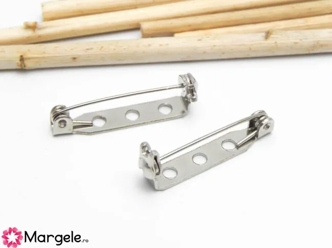 Baza pentru brosa cu siguranta 33x5mm argintiu inchis