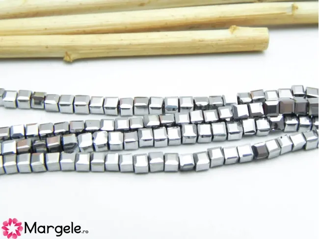 Margele cristal cub fatetat 2.5mm argintiu (sirag)