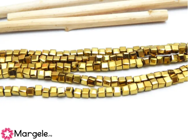 Sirag cristal cub fatetat 2.5mm auriu