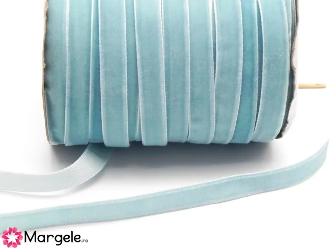 Panglica catifea 10mm aquamarin (1m)