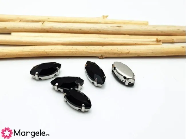 Distantier montee cu rhinestone de cristal 10x5mm negru (1buc)