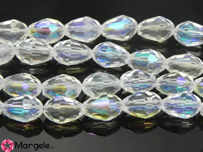 Cristal picatura 11x8mm transparent AB (1buc)