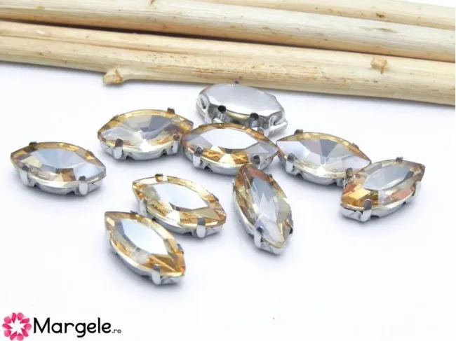 Distantier montee cu rhinestone de cristal 12x6mm golden shadow