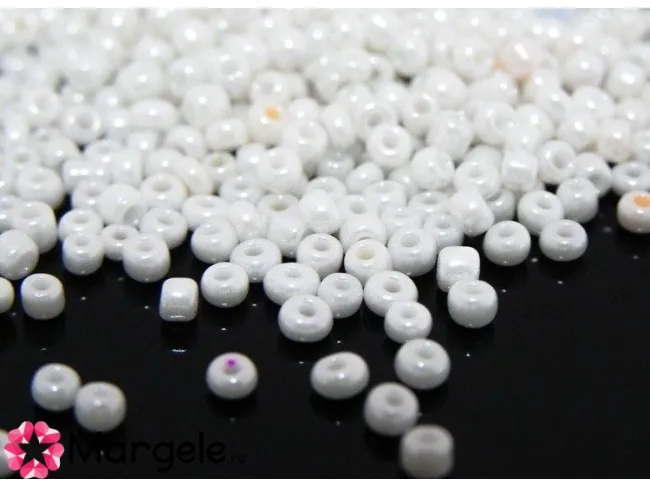 Margele de nisip 3mm alb perlat (30g)