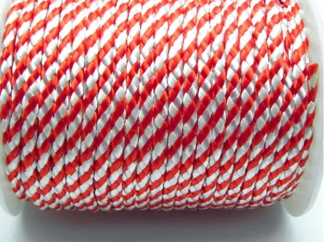 Snur impletit 3mm rosu/alb