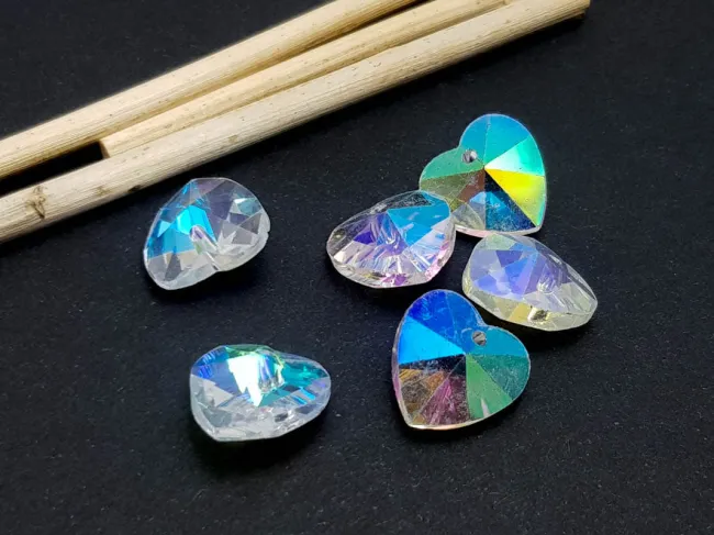 Pandantiv sticla inima 14mm transparent AB