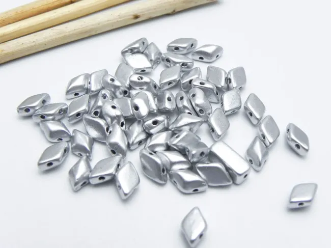 Margele Cehia Gemduo 8x5mm matte metallic silver (20buc)