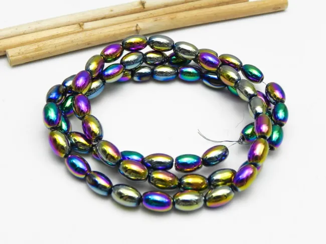 Margele sticla ovale 7x4mm metalic mix (sirag)