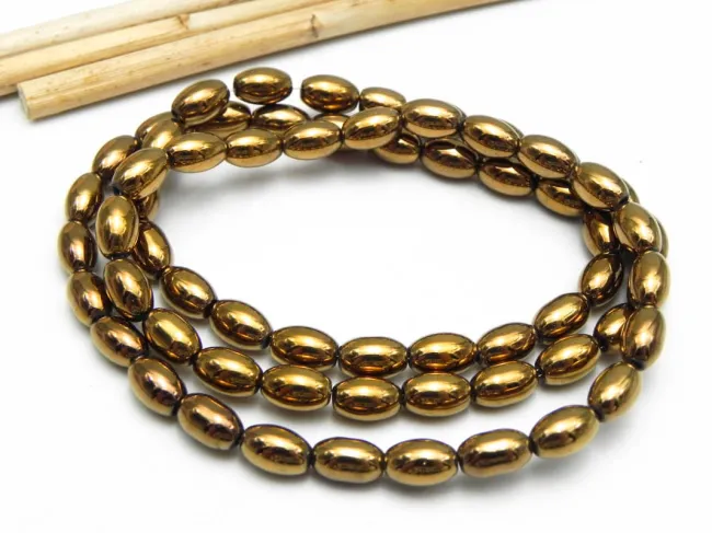 Margele sticla ovale 7x4mm cupru (sirag)