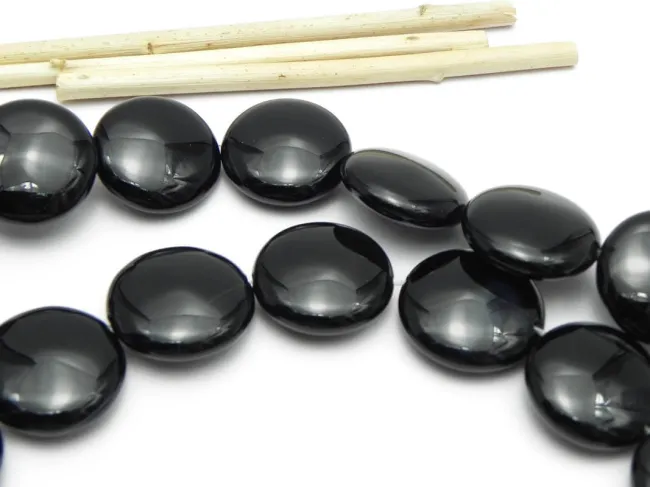 Agate negru rotund plat 14mm (sirag)