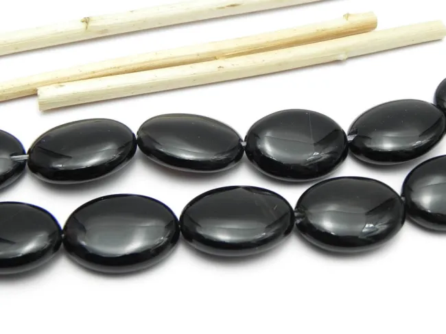 Agate negru oval plat 20x15mm (sirag)