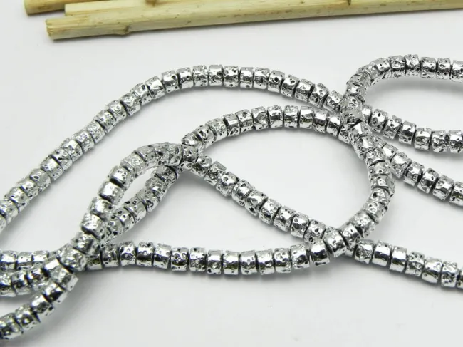 Sirag lava electroplacata rondel 4x3mm argintiu
